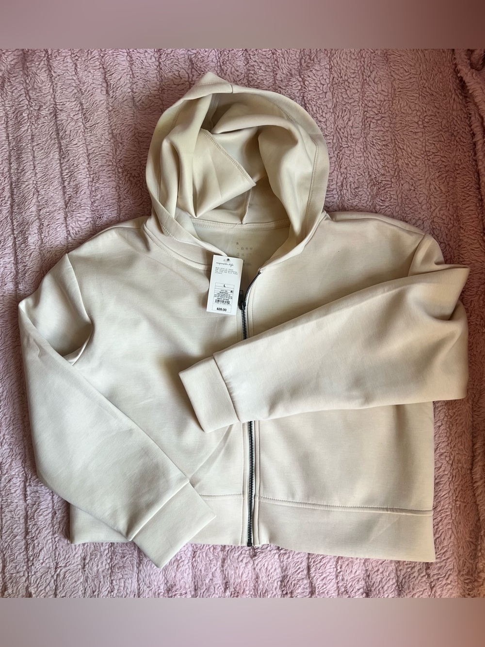A New Day Cream Full-Zip Scuba Hoodie | Size Large | NWT | Fall Layering 🍂 - Picture 6 of 6
